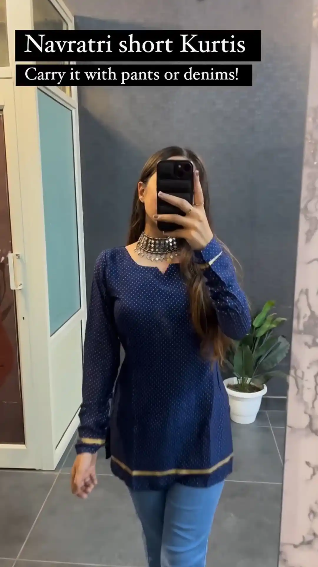 Blue Cotton Printed Kurti.png